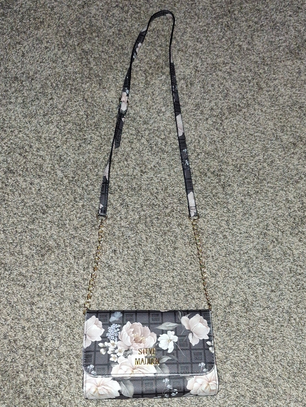 Steve Madden Black Floral Crossbody with Blush Accents